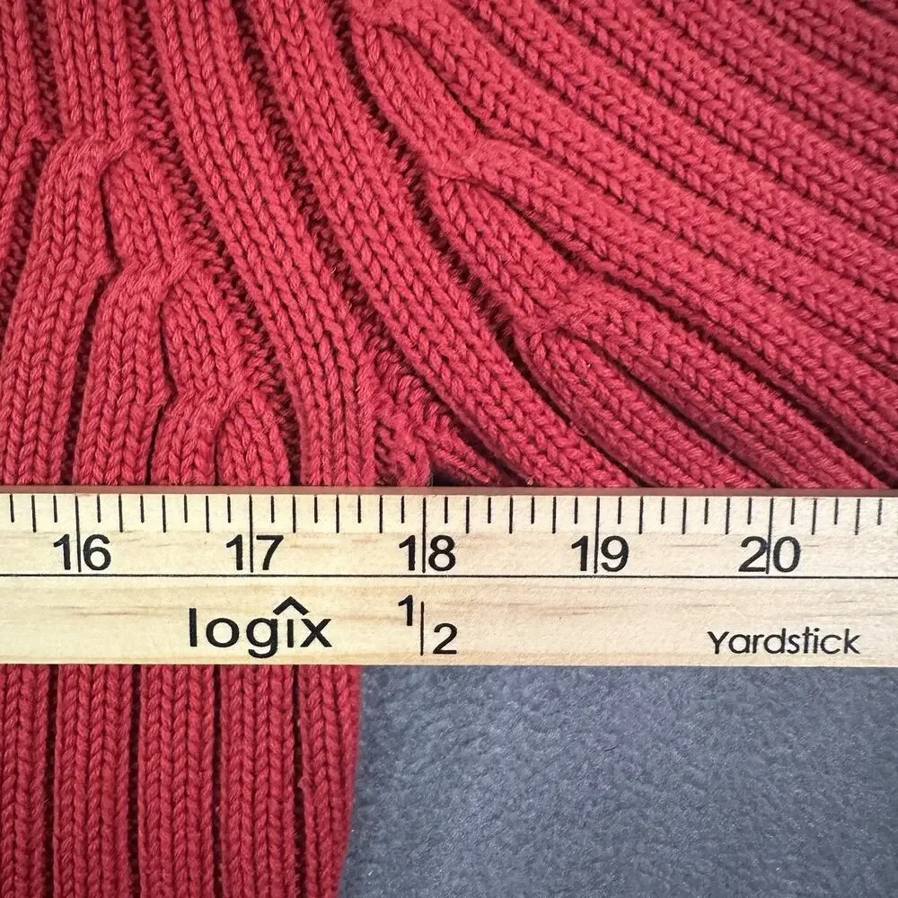 GAP Sweater Red Zip Turtleneck Women Medium Cotton Ribbed Casual